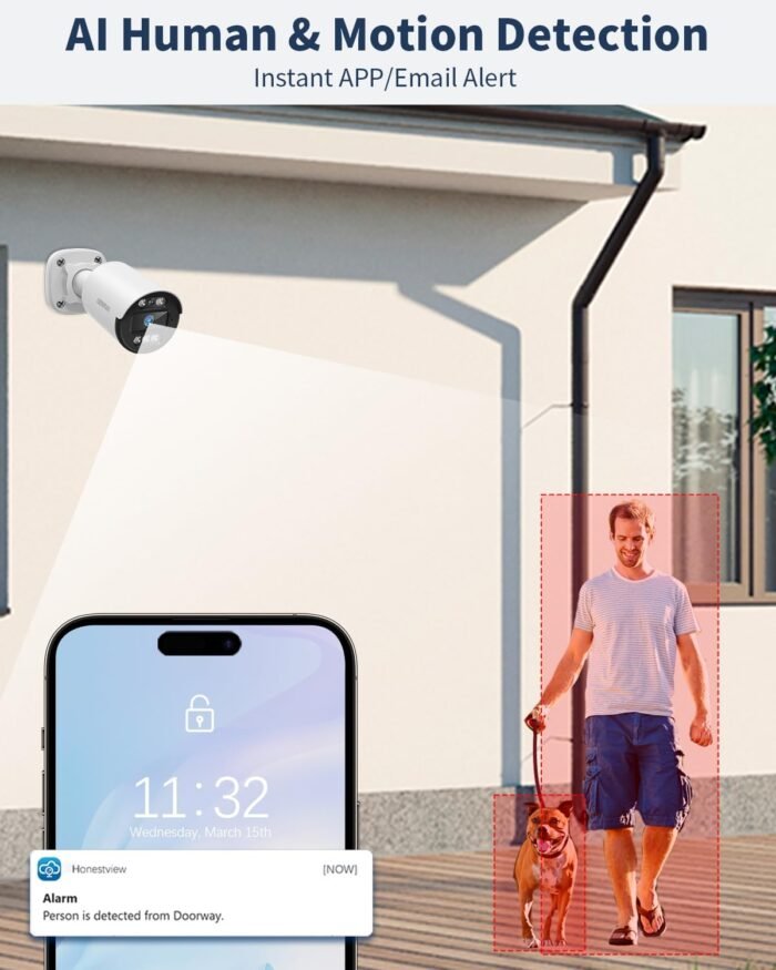 《122° Wide-Angle & 80FT Night Vision》Outdoor Wired Security Camera System,CCTV Cameras Outside, Home Video Surveillance Systems - Image 8