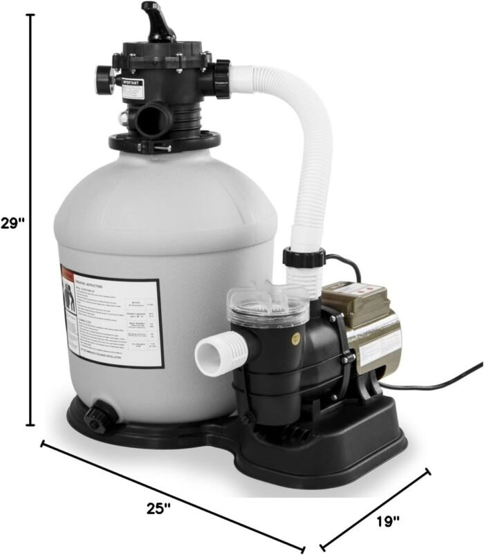 XtremepowerUS 3,100GPH Swimming Pool 16" Sand Filter 3/4 HP Pool Pump w/ Timer 15,000GAL Above Ground Pool Set - Image 9