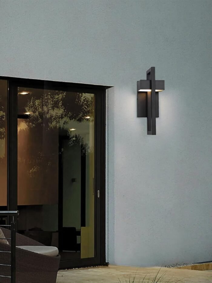 LamQee Outdoor Wall Lights Modern Exterior Lighting Fixtures, 3000K Integrated LED Outdoor Wall Sconce Lighting 2 Packs, Matte Black Outside Wall Mount Lights for House Front Door Porch Garage Patio - Image 9