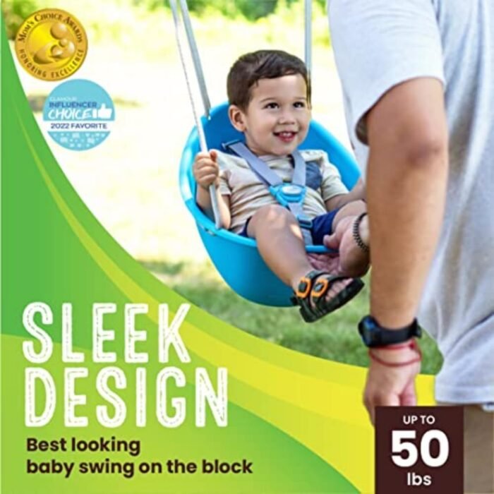 Swurfer Coconut Toddler Swing – Comfy Baby Swing Outdoor, 3- Point Adjustable Safety Harness, Secure, Safe Quick Click Locking System, Blister-Free Rope, Easy Installation, Ages 6-36 Months - Image 4