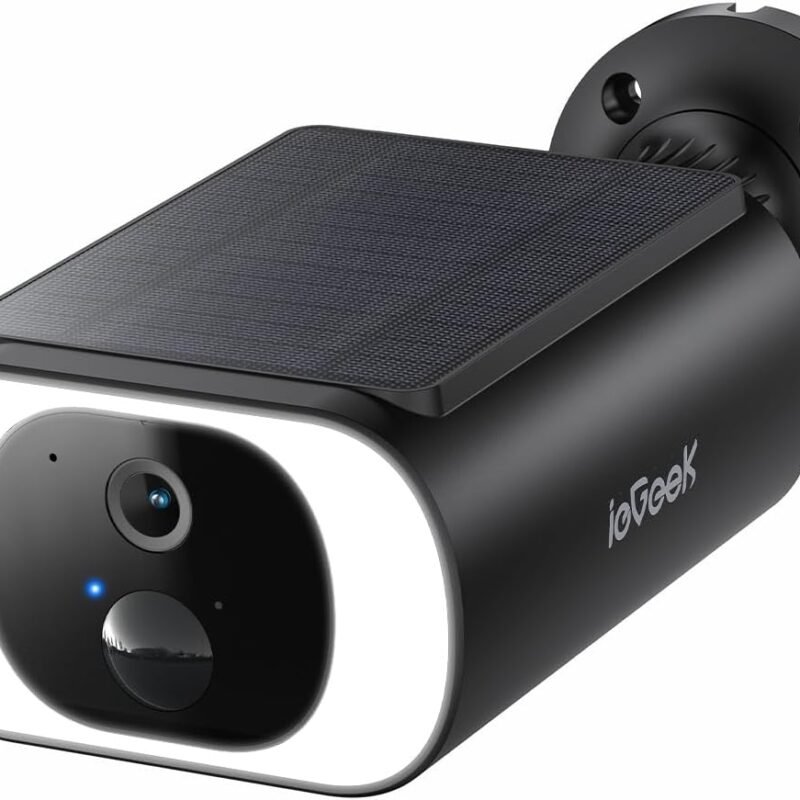 ieGeek S1 Solar Security Cameras Wireless Outdoor, 2K WiFi Battery Powered Home Surveillance Camera with Embedded Solar Panel, AI Motion Sensor, Smart Alarm, Color Night Vision, Cloud/SD,Works w/Alexa