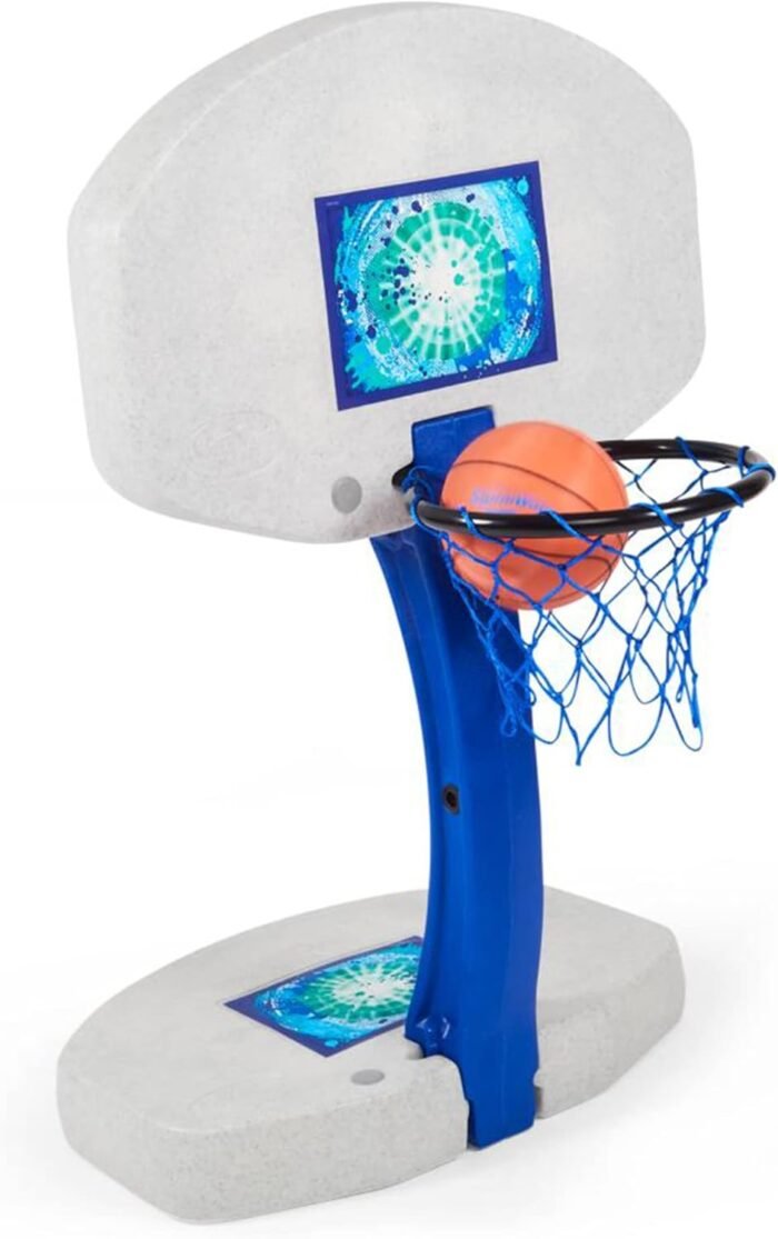 SwimWays 2-in-1 Pool Sport Combo Set - Volleyball Net & Outdoor Basketball Hoop for in- & Above Ground Pool, Outdoor Games for Adults and Family - Image 4