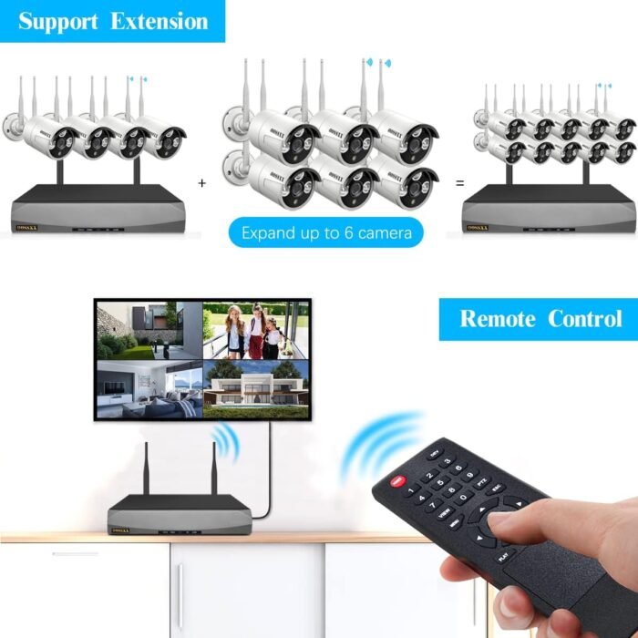 (Dual Antennas for Wi-Fi Enhanced) AI Human Detected 2K 3.0MP Wireless Security Camera System, Surveillance NVR Kits with 2TB Hard Drive, 4Pcs Outdoor WiFi Security Cameras, with Audio, Night Vision - Image 6