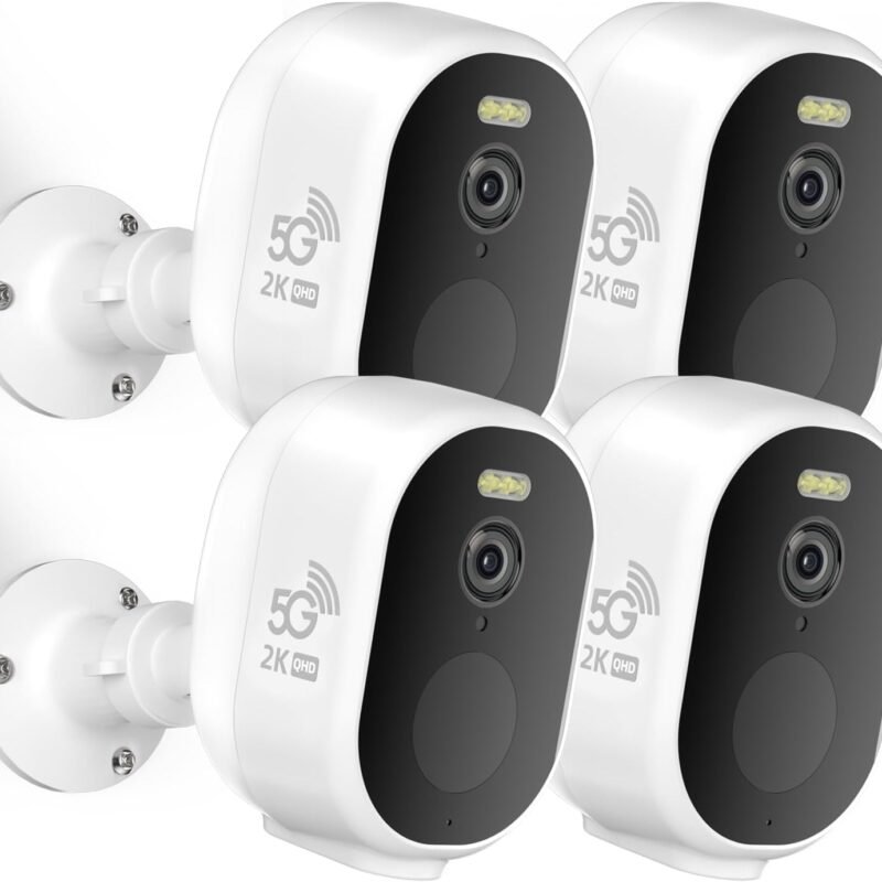 Security Cameras Wireless Outdoor, tuya 5g Security Camera, 2K HD Home Security System 4-Cam Kit with 130°-Wide View, 3MP Color Night Vision, Spotlight,IP65 Waterproof, Support Alexa,Cloud/SD