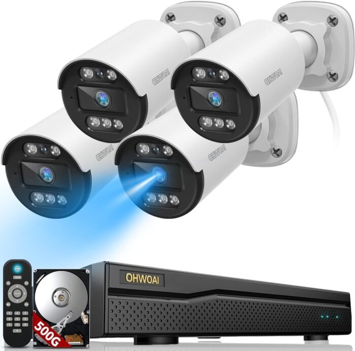 《122° Wide-Angle & 80FT Night Vision》Outdoor Wired Security Camera System,CCTV Cameras Outside, Home Video Surveillance Systems