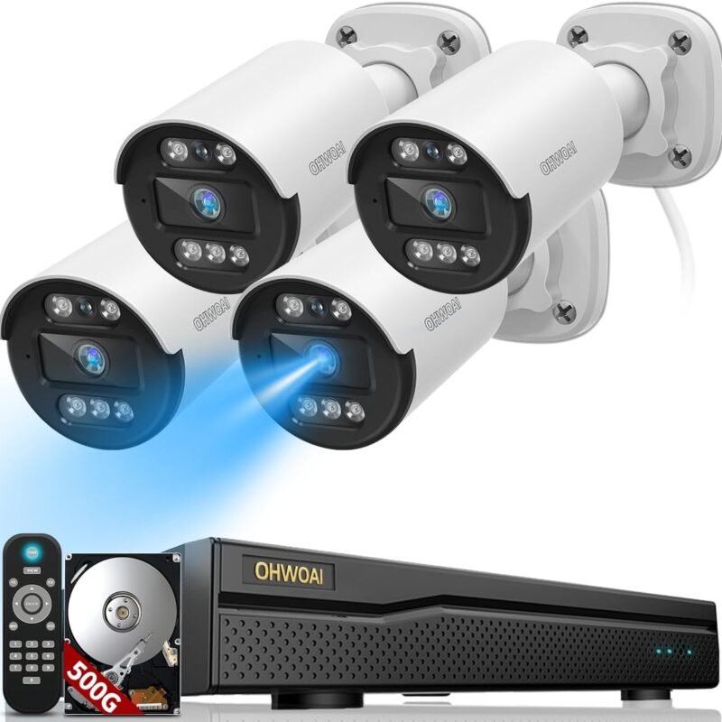 《122° Wide-Angle & 80FT Night Vision》Outdoor Wired Security Camera System,CCTV Cameras Outside, Home Video Surveillance Systems