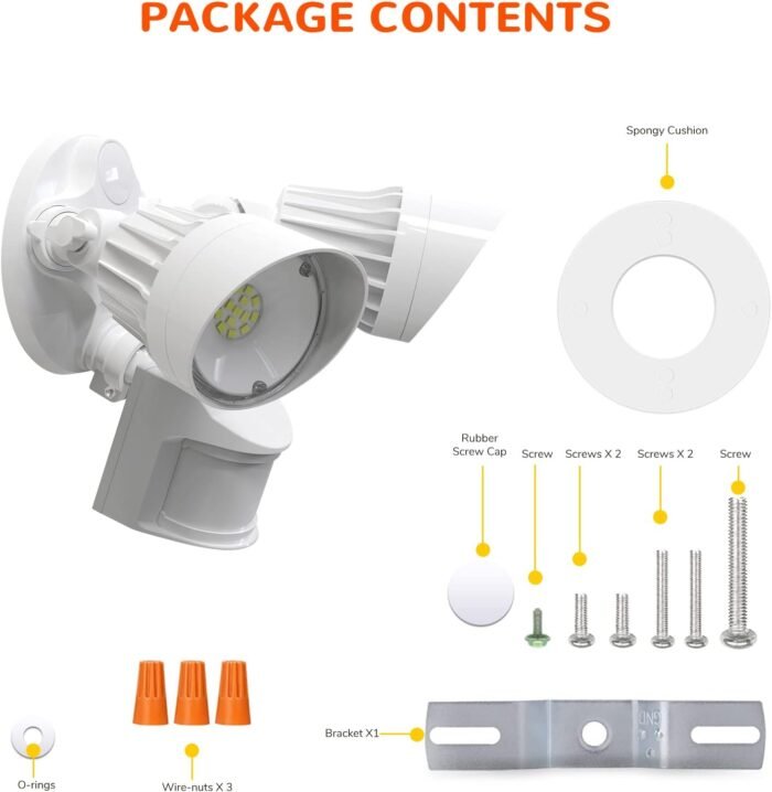 JJC LED Security Lights,Motion Sensor Flood Light Outdoor Fixture,3000LM 27.5W(120W Equiv.),IP65 Waterproof,5000K Daylight White ETL Listed Outdoor Lighting White (Not Solar Powered) - Image 6