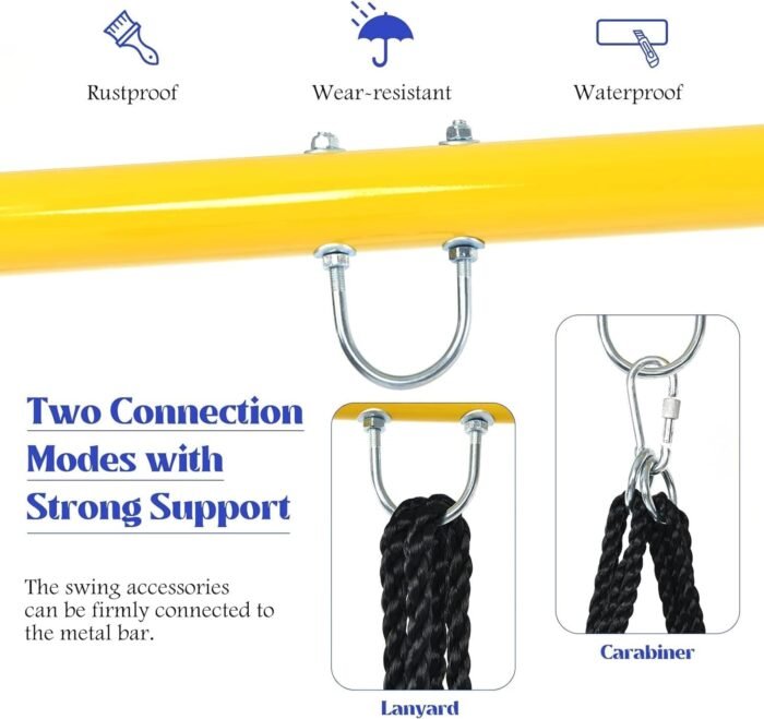 Costzon 550lbs Swing Frame Stand with 60'' Platform Swing, A-Frame Swing Sets for Backyard All Weather w/Ground Stakes, Adjustable Ropes, Great for Indoor Outdoor - Image 3
