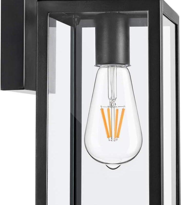 MAXvolador Outdoor Wall Lantern, Exterior Waterproof Wall Sconce Light Fixture, Black Anti-Rust Wall Mount Light with Clear Glass, E26 Base Wall Lamp