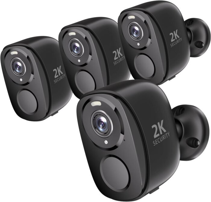 Rraycom 4Pack Security Cameras Wireless Outdoor, 5G/2.4GHz Battery Powered AI Motion Detection Siren Alarm WiFi Home Indoor Camera,2K Color Night Vision, 2-Way Talk, Waterproof, Works/Alexa, Cloud/SD