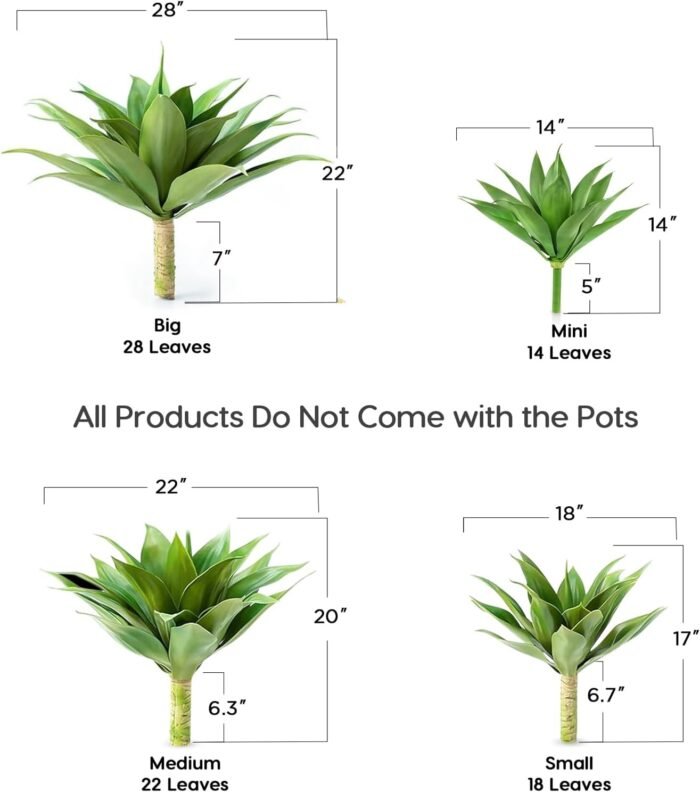 Velener Artificial Plant Outdoor Agave - Large Size UV Resistant Fake Agave Plants for Indoor and Outdoor Succulents Decor(28 Inch) - Image 2