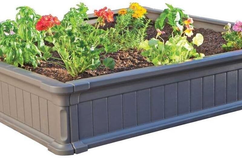 Lifetime 60069 Raised Garden Bed Kit, 4 x 4', Brown