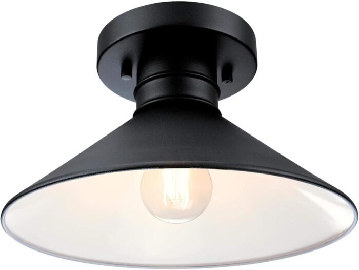 Westinghouse 6112900 Watts Creek 11 Inch Rustic/Arts & Crafts One-Light Outdoor Semi Flush Mount Ceiling Light, Dark Sky Friendly, Textured Black Finish - Image 2
