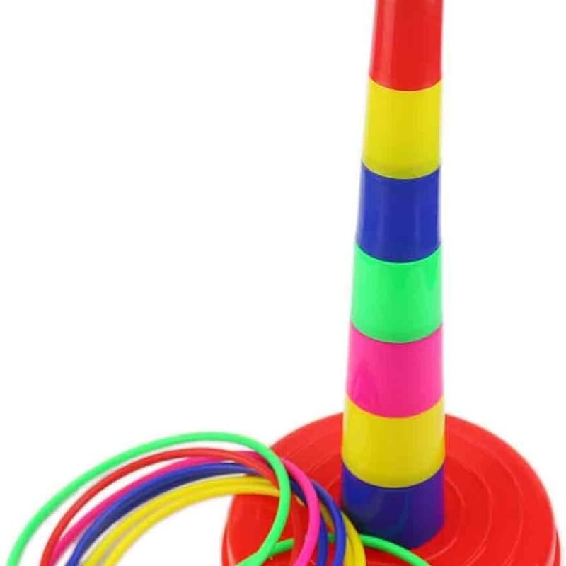 Ogrmar 18" Colorful Plastic Sport Ring Toss Game Set for Kids