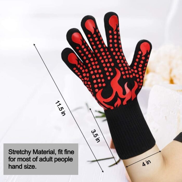 Comsmart BBQ Gloves, 1472 Degree F Heat Resistant Grilling Gloves Silicone Non-Slip Oven Gloves Long Kitchen Gloves for Barbecue, Cooking, Baking, Cutting - Image 4