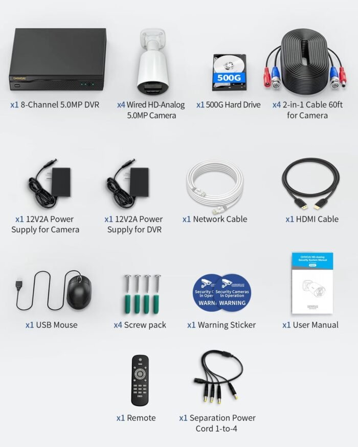 《122° Wide-Angle & 80FT Night Vision》Outdoor Wired Security Camera System,CCTV Cameras Outside, Home Video Surveillance Systems - Image 6