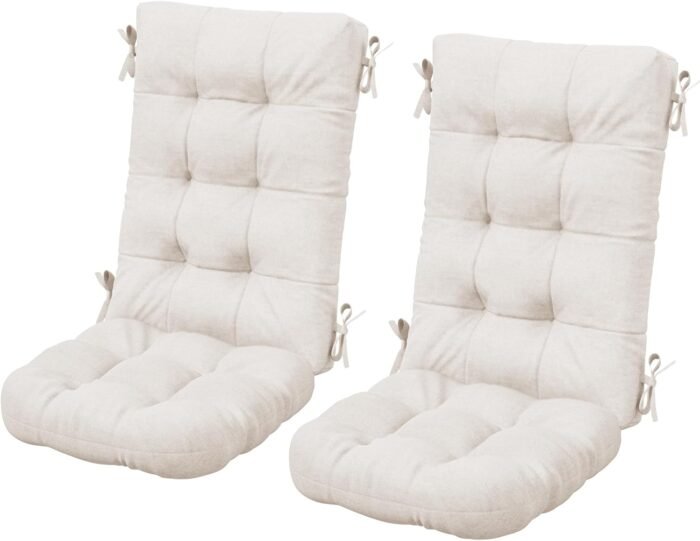 SERWALL HDPE Outdoor Rocking Chair Cushion Set of 2 Memory Foam Cushion Beige
