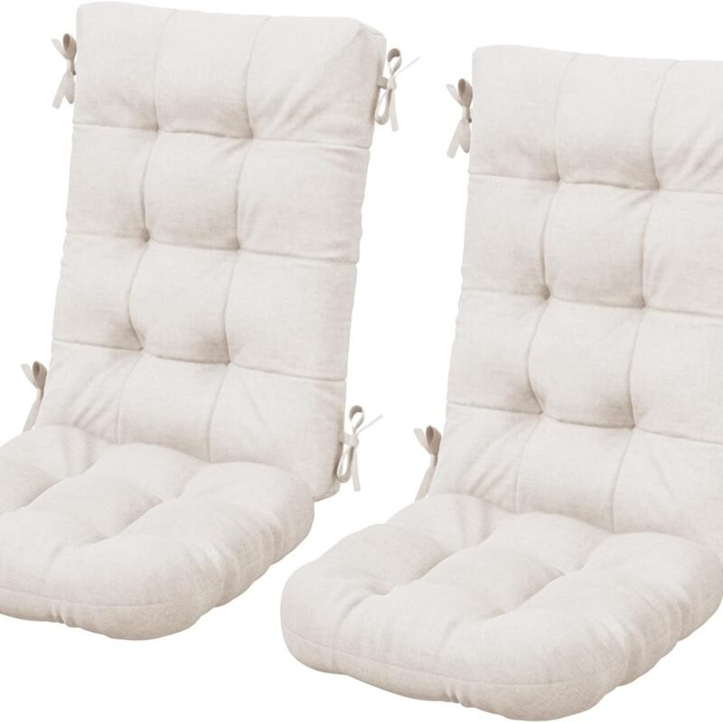 SERWALL HDPE Outdoor Rocking Chair Cushion Set of 2 Memory Foam Cushion Beige