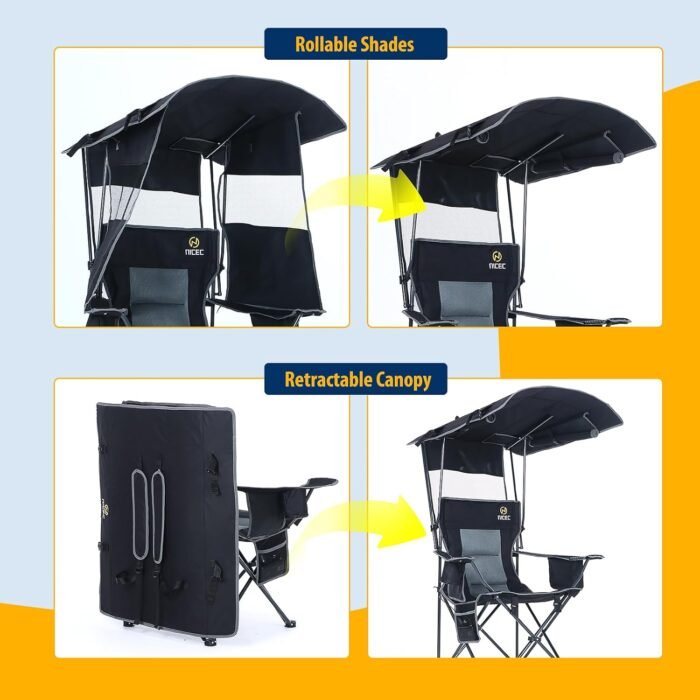 Nice C Chair with Canopy, Chairs with Shade, Heated Camping Chair, Outdoor Heated Chair, Canopy Chair, Heated Folding Chair, Heated Chairs Outdoor Sports, Sports Chair, w/Removable Footrest (1-Pack) - Image 7