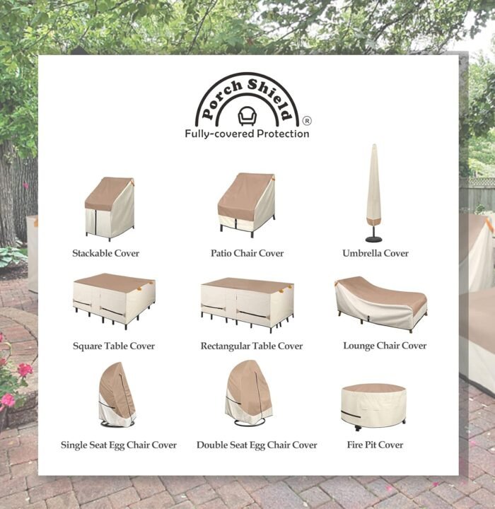 Porch Shield Patio Table Cover - Waterproof Outdoor Dining Table and Chairs Furniture Set Cover Rectangular - 96 x 48 inch, Light Tan & Khaki - Image 7
