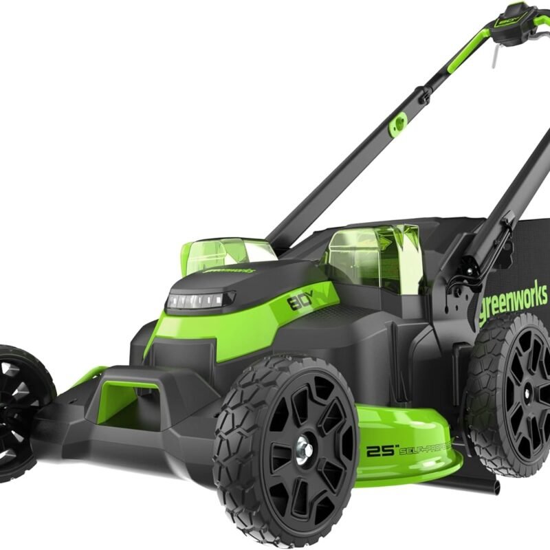 Greenworks 80V 25" Brushless Cordless (Self-Propelled) Dual Blade Lawn Mower (LED Headlight + Aluminum Handles), Battery And Charger Not Included