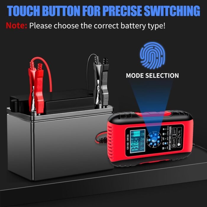 E-FAST Battery Charger, 10A Lifepo4 Lead Acid Car Battery Charger, Upgraded Automobile Trickle Charger 12/24V, All in 1 Battery Maintainer, for Truck Motorcycle AGM Lawn Mower Boat Marine Batteries - Image 3