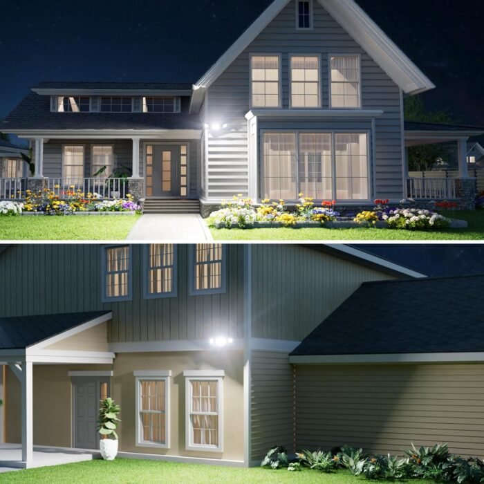 Onforu 60W LED Dusk to Dawn Flood Lights, 6000LM Exterior Security Outdoor Lighting, IP65 Waterproof Outdoor 3 Adjustable Heads Photocell Light Fixture, 6500K White Floodlight for Garage, Patio, Yard - Image 6