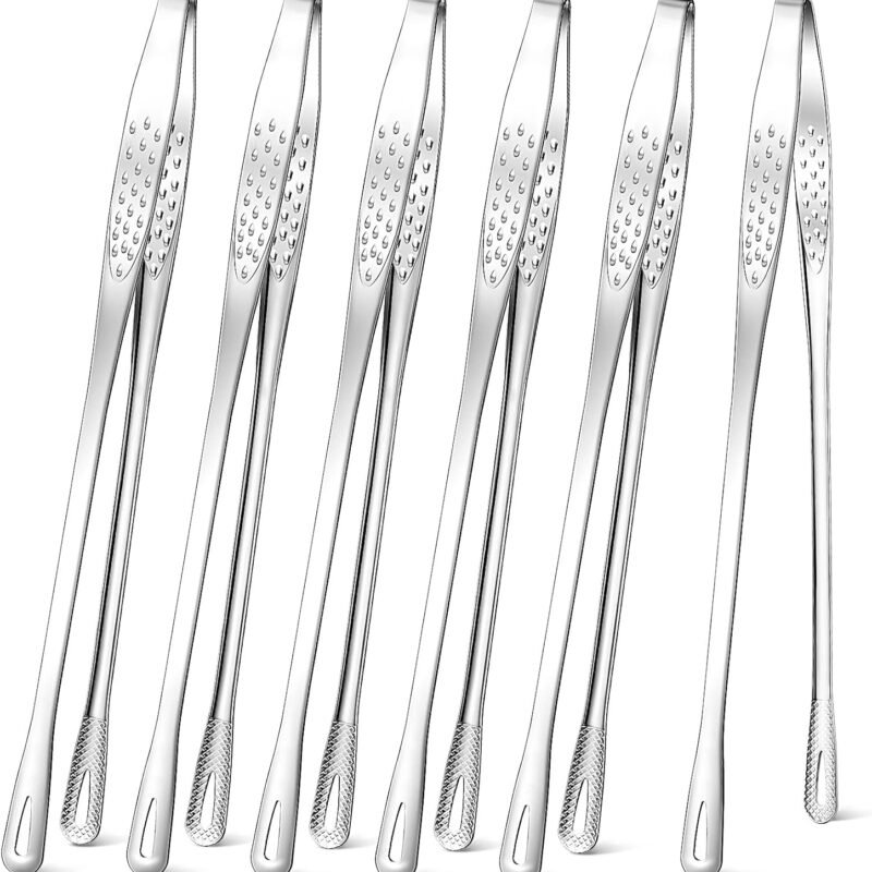 6 Pcs 11 Inches Korean BBQ Tongs Stainless Steel Grill Tongs Japanese Barbecue Tongs Kitchen Tongs For Cooking Portable Kitchenware Grill Tongs for Home Outdoor Steak Salad Food