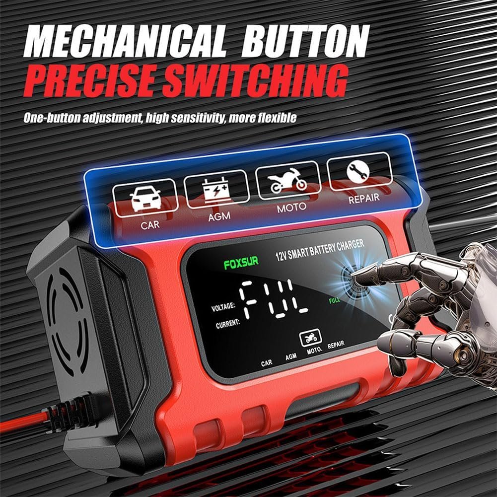 Car Battery Charger 12V Automotive, 6-Amp Fully Automatic Smart Charger, Trickle Charger and Maintainer, Car Battery Repair and Desulfator for Cars Boat Motorcycle Lawn Mower RV ATV SUV Snowmobile - Image 4