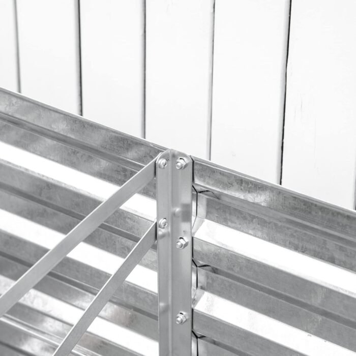 Outsunny Galvanized Raised Garden Bed Kit with Reinforcing Bars, Large and Tall Metal Planter Box for Vegetables, Flowers and Herbs, 6' x 3' x 2', Silver - Image 7