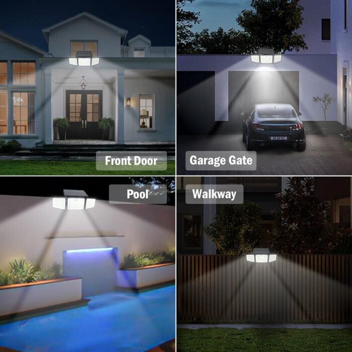 Solar Lights Outdoor 2500LM Motion Sensor Outdoor Lights,3 Head 355° Wide Angle Street Area Lights, Waterproof Security Lights with 3 Modes(Remote,2 Pcs) - Image 8