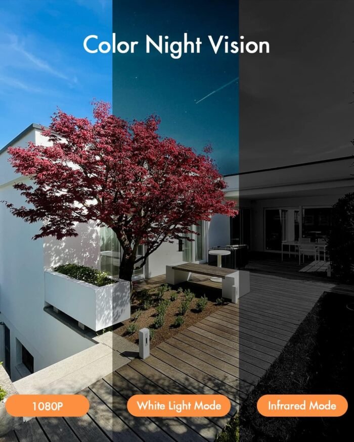 Dzees Solar Powered Security Cameras Wireless Outdoor WiFi, 2K Color Night Vision Outdoor Camera, Wireless Home Security Cameras System with Solar Panel, Spotlight/Alarm, AI Detection, 2-Way Talk - Image 5
