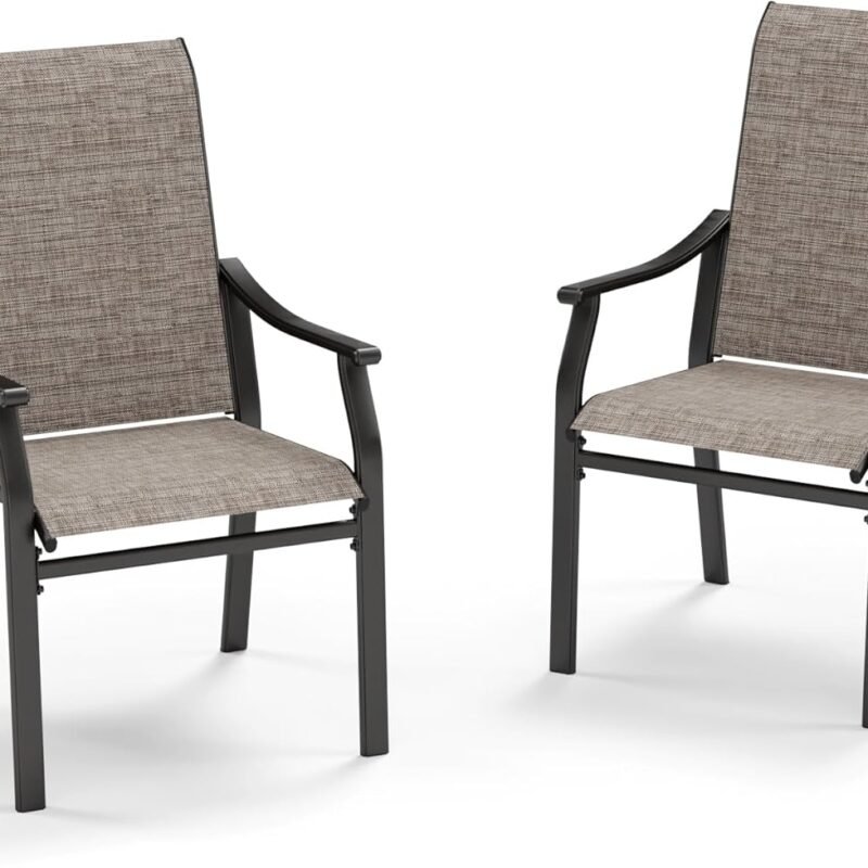 Sophia & William Outdoor Chairs Set of 2, Patio Chairs with Breathable Textilene Fabric and Heavy-Duty Iron Frame, Perfect for Lawn Garden Backyard Deck 350 lbs Capacity