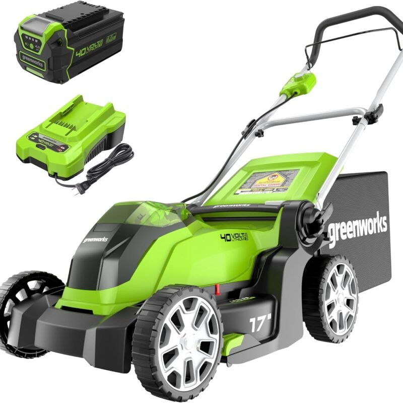 Greenworks 40V 17" Cordless (Push) Lawn Mower (75+ Compatible Tools), 4.0Ah Battery and Charger Included