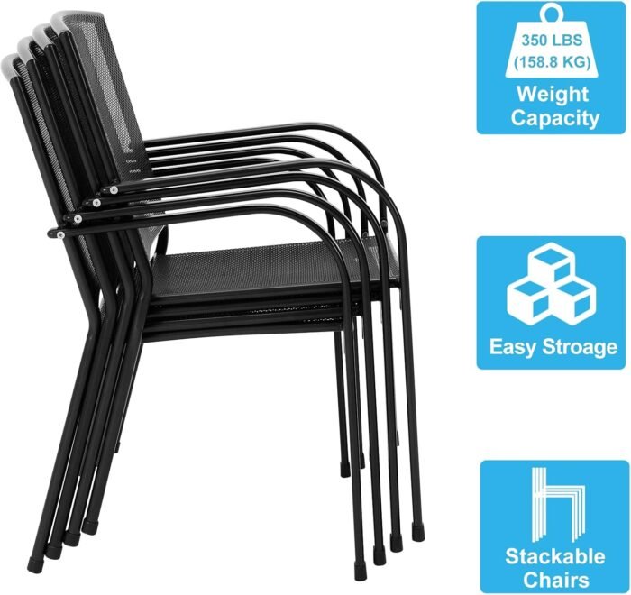 AECOJOY 5 Piece Outdoor Table and Chair, Patio Outdoor Dining Set with 1.73" Umbrella Hole, Patio Table and Chair Set of 4 for Garden,Bistro,Deck - Image 3