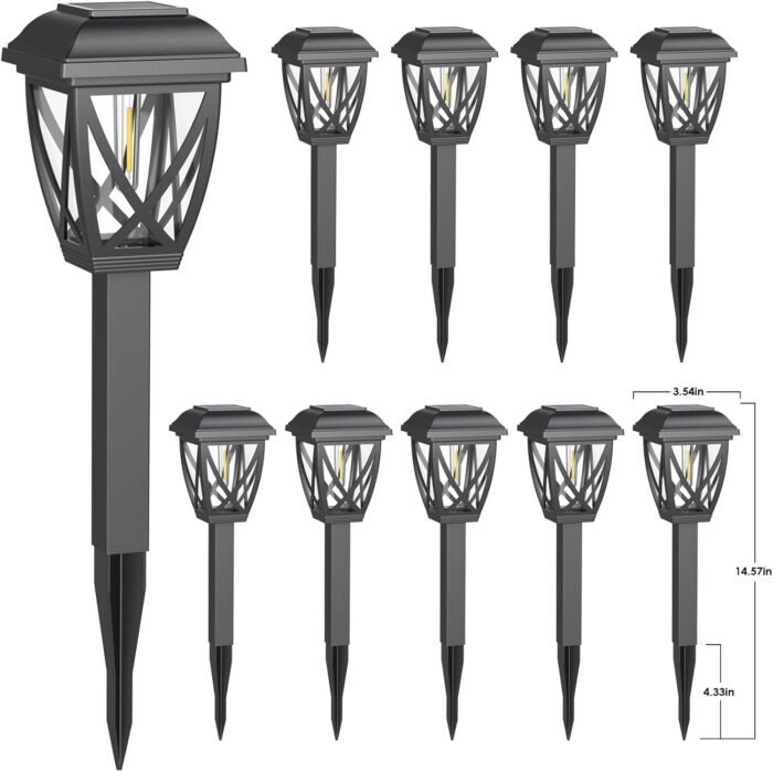 Derynome Solar Lights Outdoor, 10 Pack Solar Garden Lights, Waterproof Solar Pathway Lights for Outside, Outdoor Lights for Garden, Yard, Patio, Landscape, Planter, Walkway Decor, Black, PL001 - Image 8