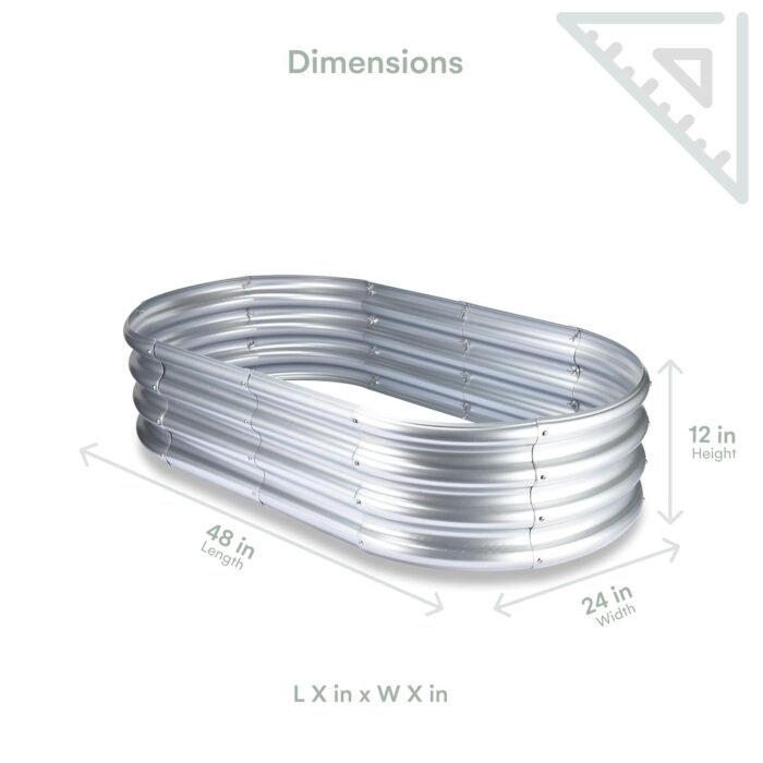 2WAYZ Galvanized Raised Garden Bed - Galvanize Planter Box Kit - Metal Raised Garden Boxes for Outdoor, Indoor - Oval Large Metal Planter for Vegetables, Herbs, Plants, Flowers, Veggies - Silver - Image 3