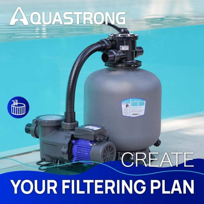 AQUASTRONG Sand Filter Pump for Above Ground Pool with Timer, 18in, 1.5 HP, Max 8100GPH for Pools Up to 28000GAL, 6-Way Valve, Enhanced Circulation for Crystal-Clear Pool - Image 2