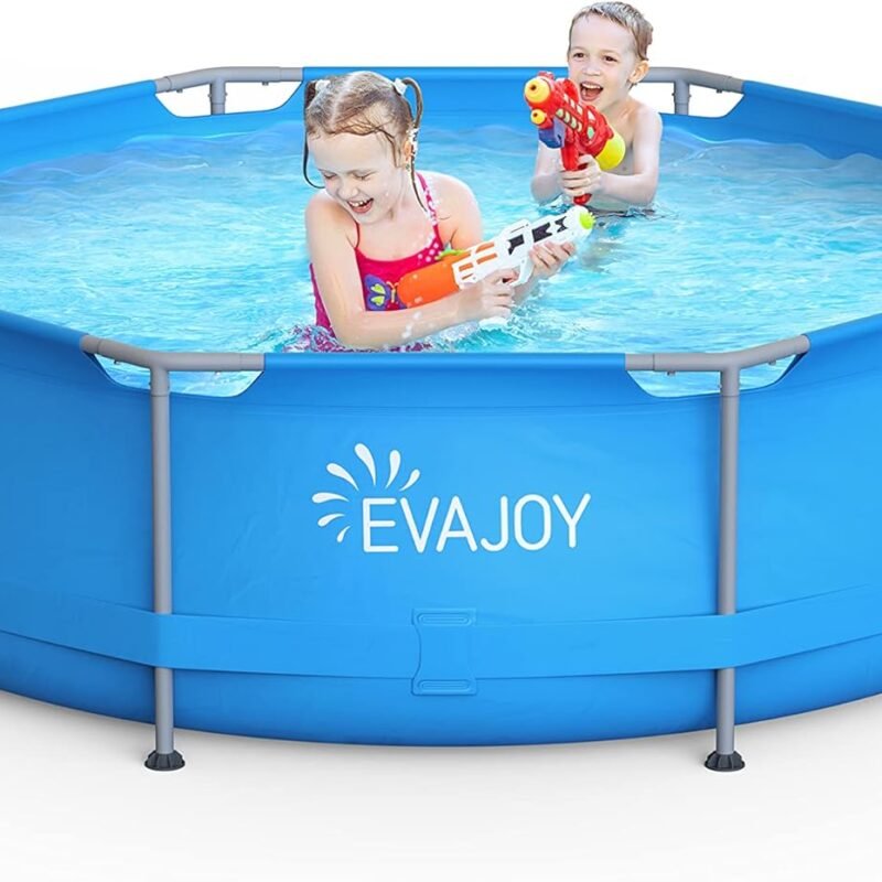 Evajoy 10 ft x 30 Inch Outdoor Metal Frame Above Ground Round Swimming Pool with Easy Set-Up, Pool Only