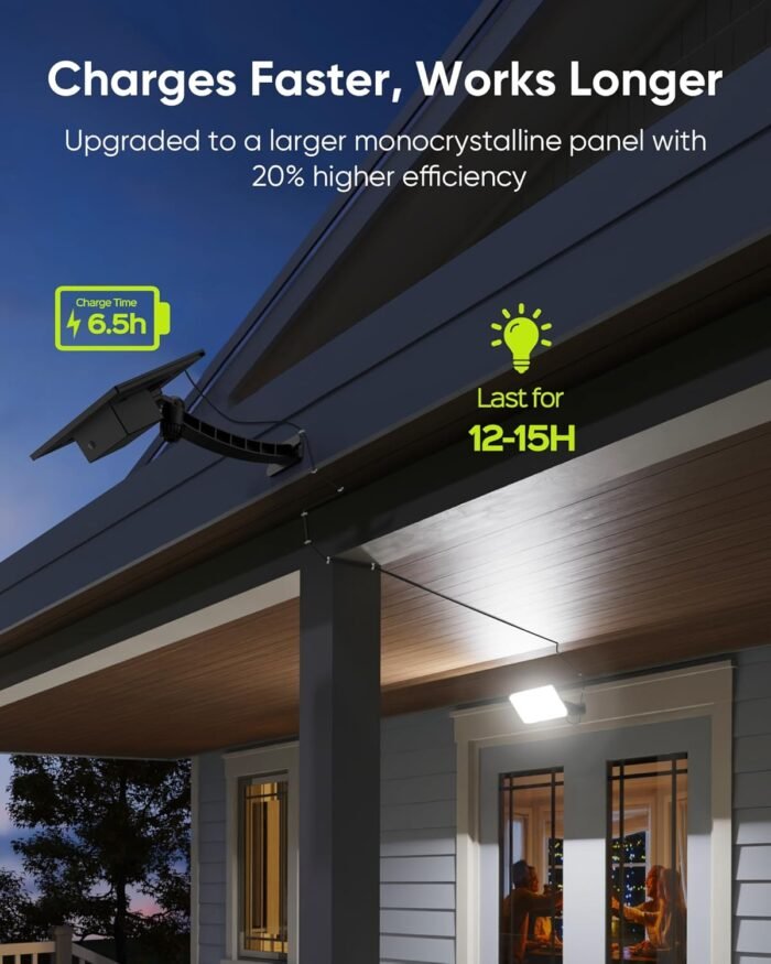 JACKYLED 1000 Lumens 299 LED Solar Lights Outdoor Bright Solar Dusk to Dawn Light with 4000mAh Battery, IP65 Waterproof Outdoor Solar Powered Security Flood Light for Wall Porch Shed Barn - Image 7