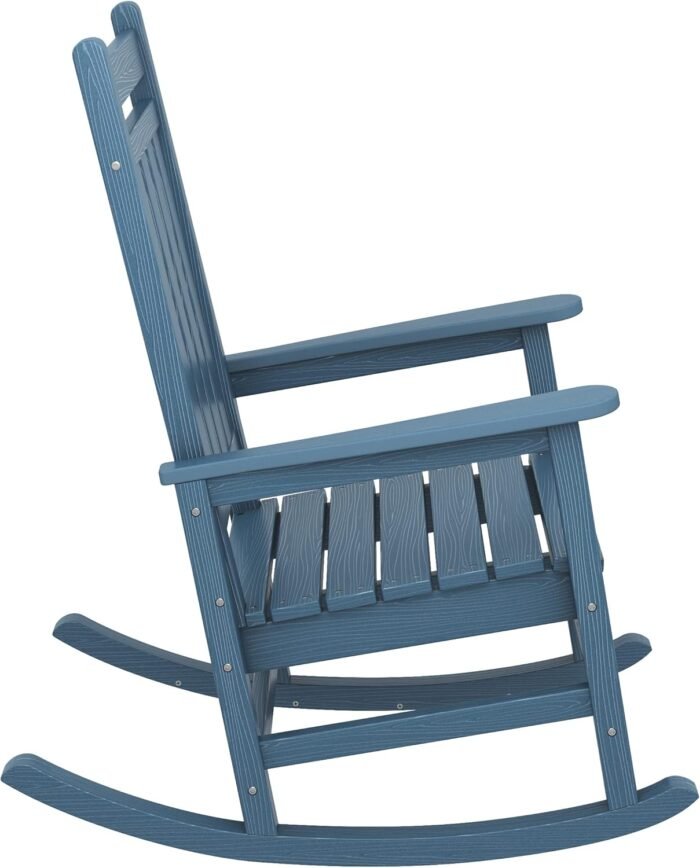 SERWALL Oversized Rocking Chair, Outdoor Rocking Chair for Adults, All Weather Resistant Porch Rocker for Lawn Garden, Blue - Image 8