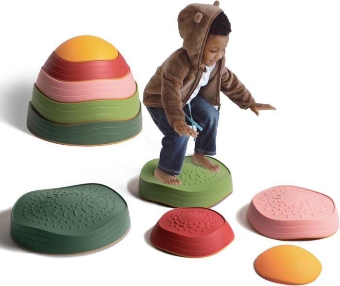 makarci Balance stepping stones for kids, non-slip toddlers sensory toys outdoor or indoor play, promoting motor skills and confidence, Obstacle Course Coordination Game Toys for children age 3 4 5 6 7+