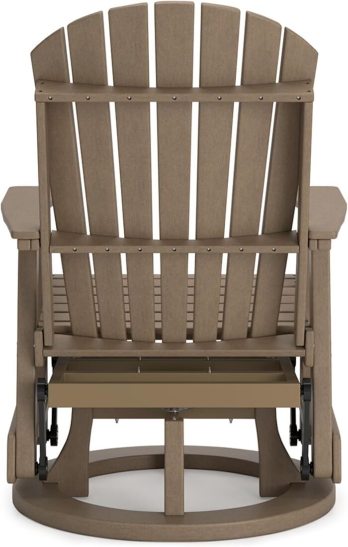 Signature Design by Ashley Hyland Wave Casual Weather Resistant HDPE Outdoor Swivel Glider Chair, Light Brown - Image 4