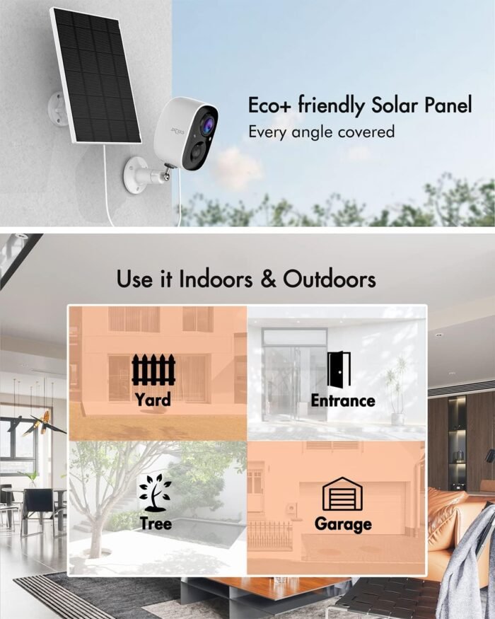 Dzees Solar Powered Security Cameras Wireless Outdoor WiFi, 2K Color Night Vision Outdoor Camera, Wireless Home Security Cameras System with Solar Panel, Spotlight/Alarm, AI Detection, 2-Way Talk - Image 3