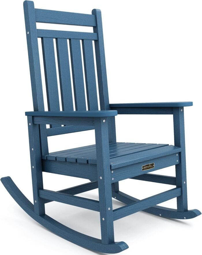 SERWALL Oversized Rocking Chair, Outdoor Rocking Chair for Adults, All Weather Resistant Porch Rocker for Lawn Garden, Blue - Image 10