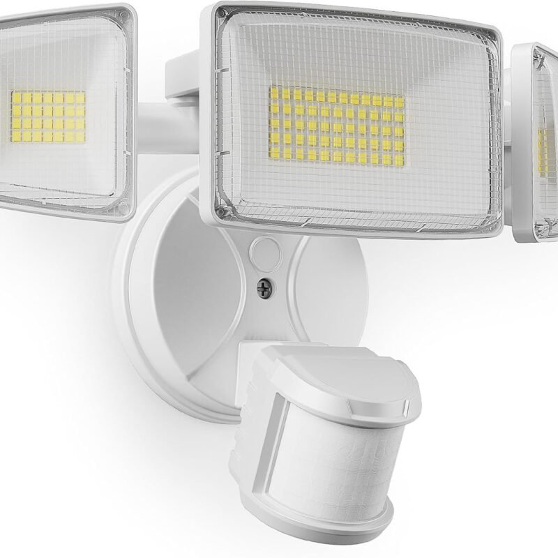 Onforu 75W LED Motion Sensor Outdoor Lights, Dusk to Dawn Flood Lights Outdoor Motion Sensor, Hardwired Security Lights Floodlights Outside 7500LM 6500K Daylight IP65 Waterproof (White)