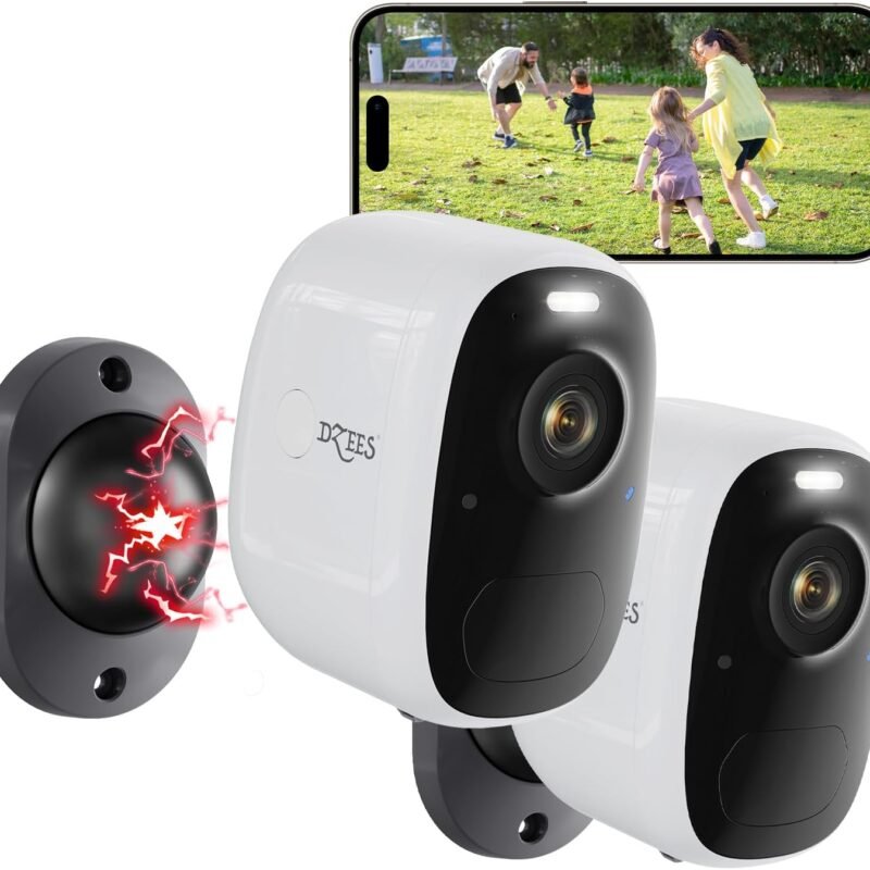Dzees Wireless Security Camera Outdoor with Magnetic Mount, 4MP Battery Powered Security Cameras Wireless Outdoor for Home Security, AI Motion Detection/2-Way Talk/Color Night Vision/Ip66/Cloud-2-Pack