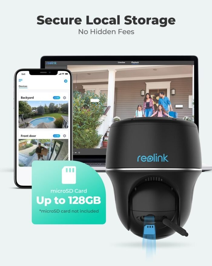 REOLINK 5MP Security Camera System Wireless Outdoor, Pan Tilt Battery Solar Cam with 2.4/5GHz Dual-Band WiFi, Smart Detection, Time Lapse, Home Hub Compatible, Argus PT + Solar Panel (Black) - Image 8