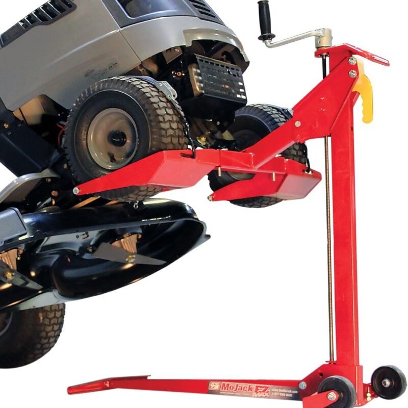 EZ Max - Riding Lawn Mower Lift, 450lb Lifting Capacity, Fits Most Residential & ZTR Mowers, Space-Saving Folding, Ideal for Mower Maintenance & Repair, Red