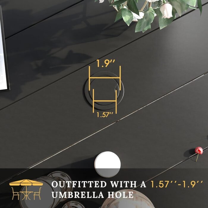 VICLLAX 11 Pieces Patio Dining Set for 10, Outdoor Furniture Set Includes 63" Round Patio Table and 10 Patio Sling Chairs, Patio Table and Chairs for Outsides, Black Table and Brown Chairs - Image 2